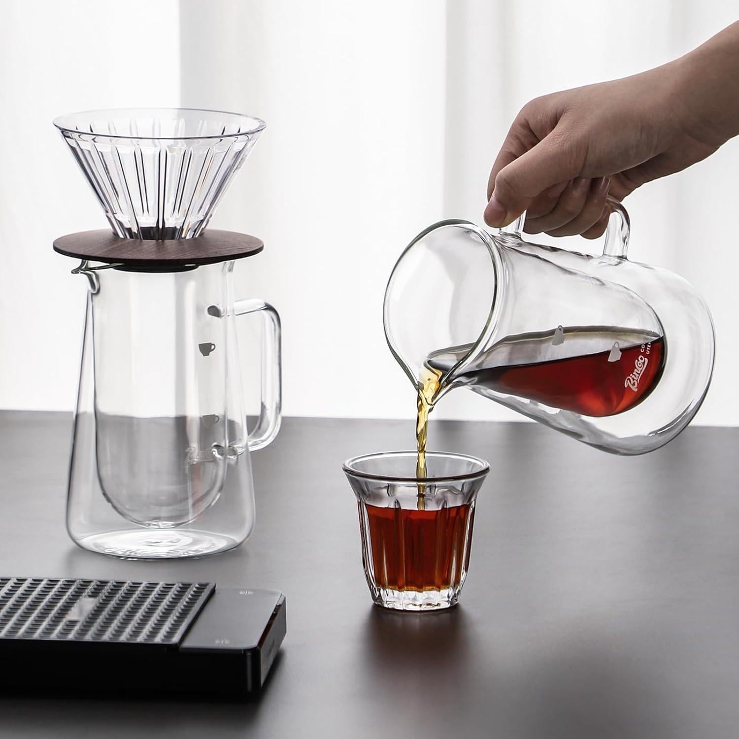 Jarra de Café de Vidrio Doble Pared Bincoo 400ml Apta Lavavajillas