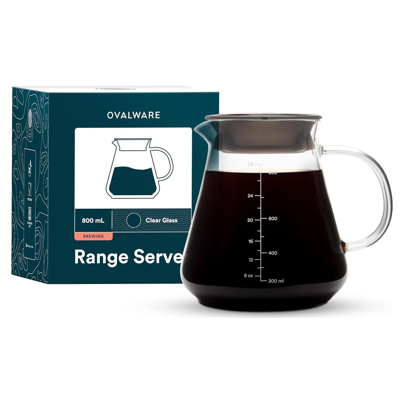 Servidor de Café Ovalware de Vidrio 800ml A Prueba de Microondas