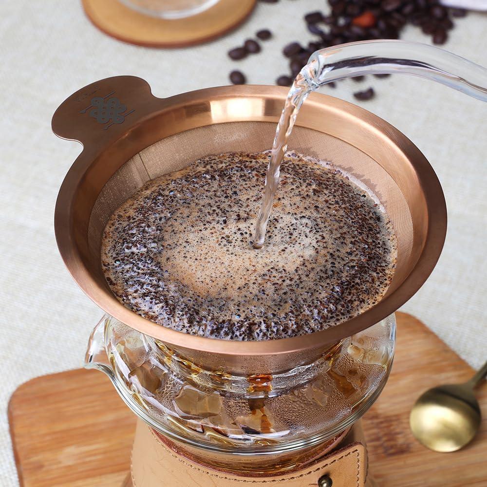 Dripper de Café Reutilizable ATHIA Dorado, Acero Inoxidable