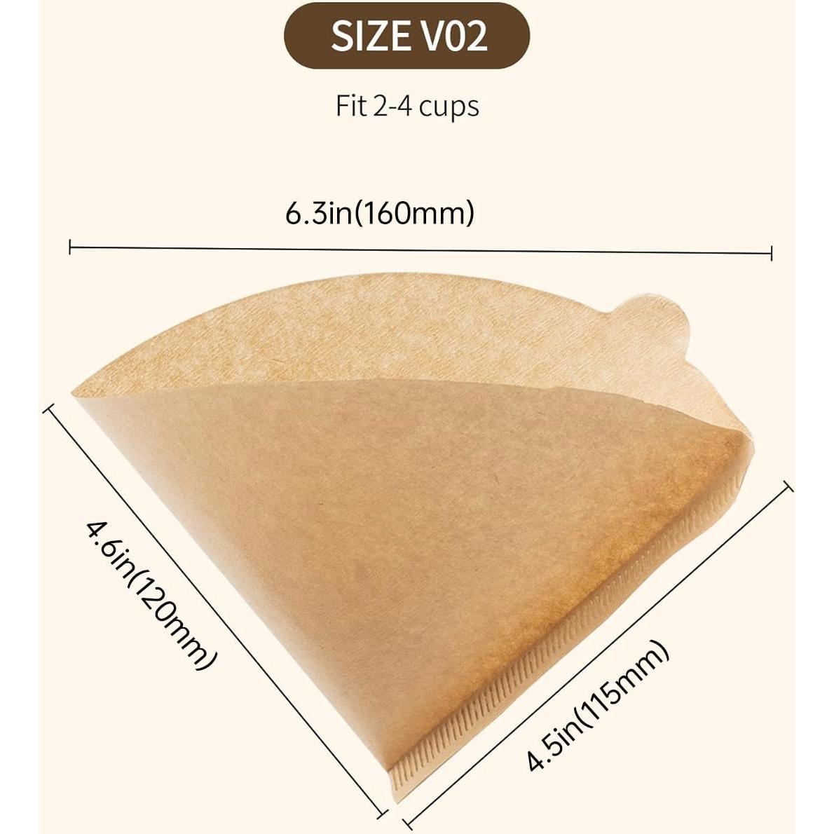 Filtros de café PakTalk V60 Tamaño 02 100 Unidades Cono 2-4 Tazas