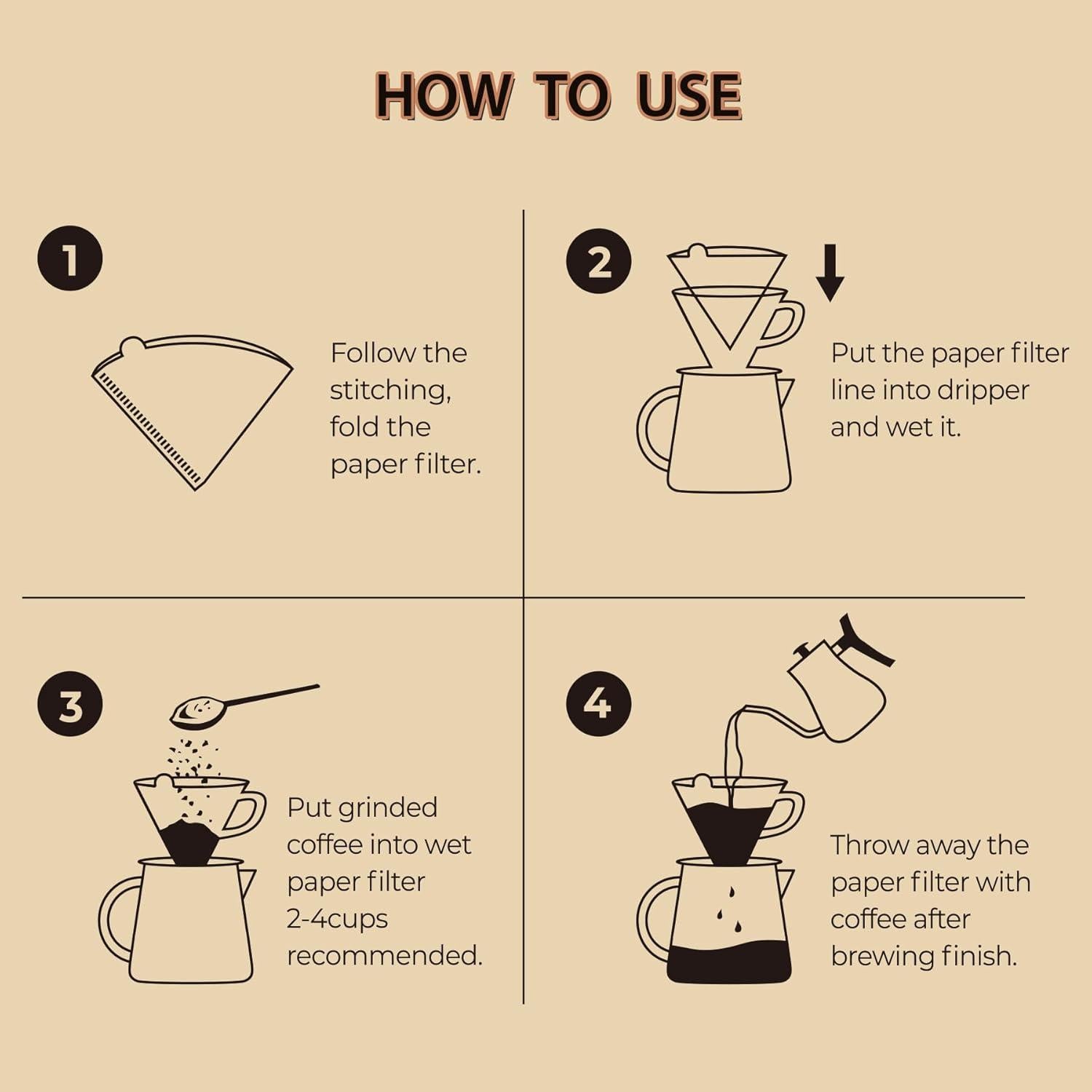 Filtros de café PakTalk V60 Tamaño 02 100 Unidades Cono 2-4 Tazas