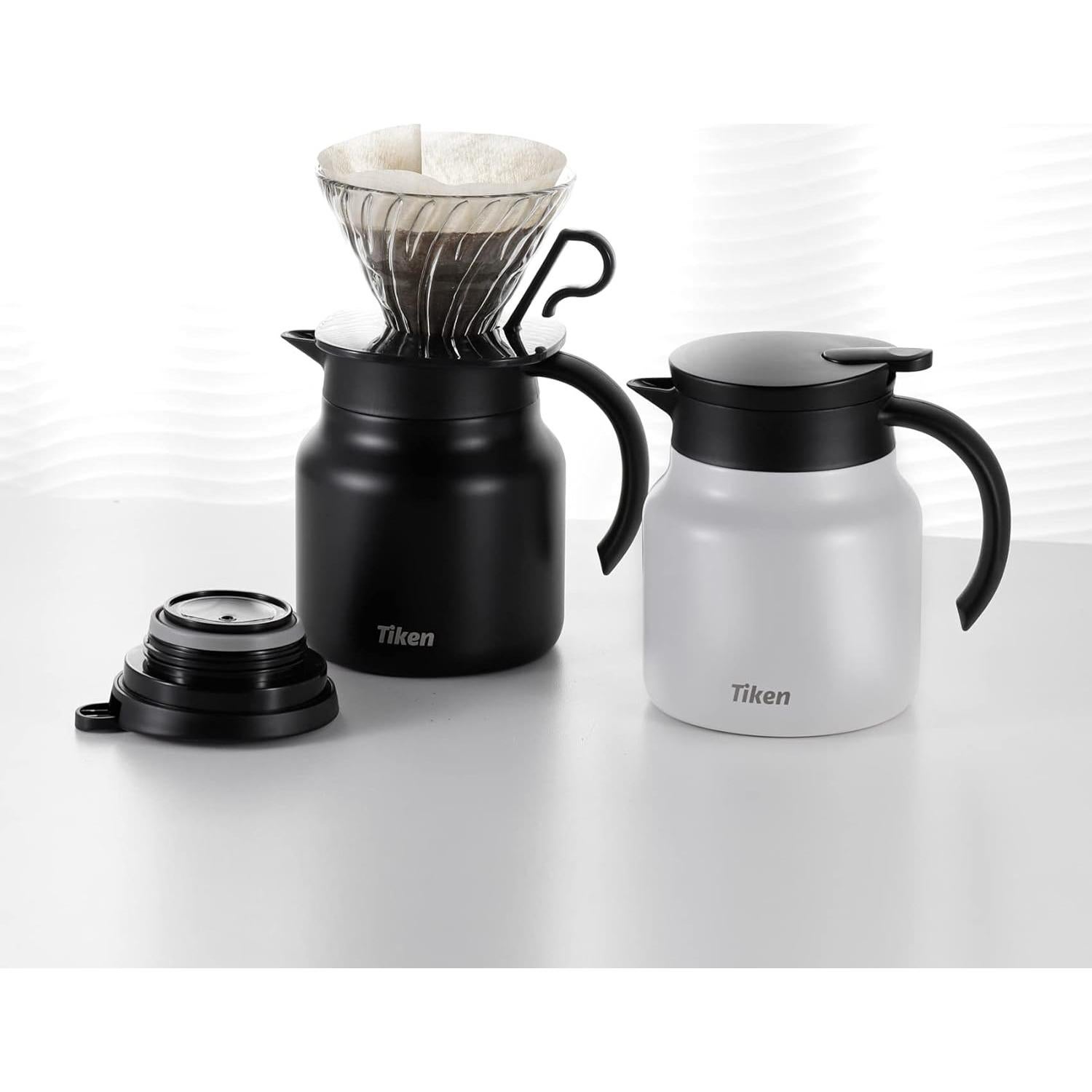 Servidor de Café Tiken 800ML Acero Inoxidable Aislado Blanco