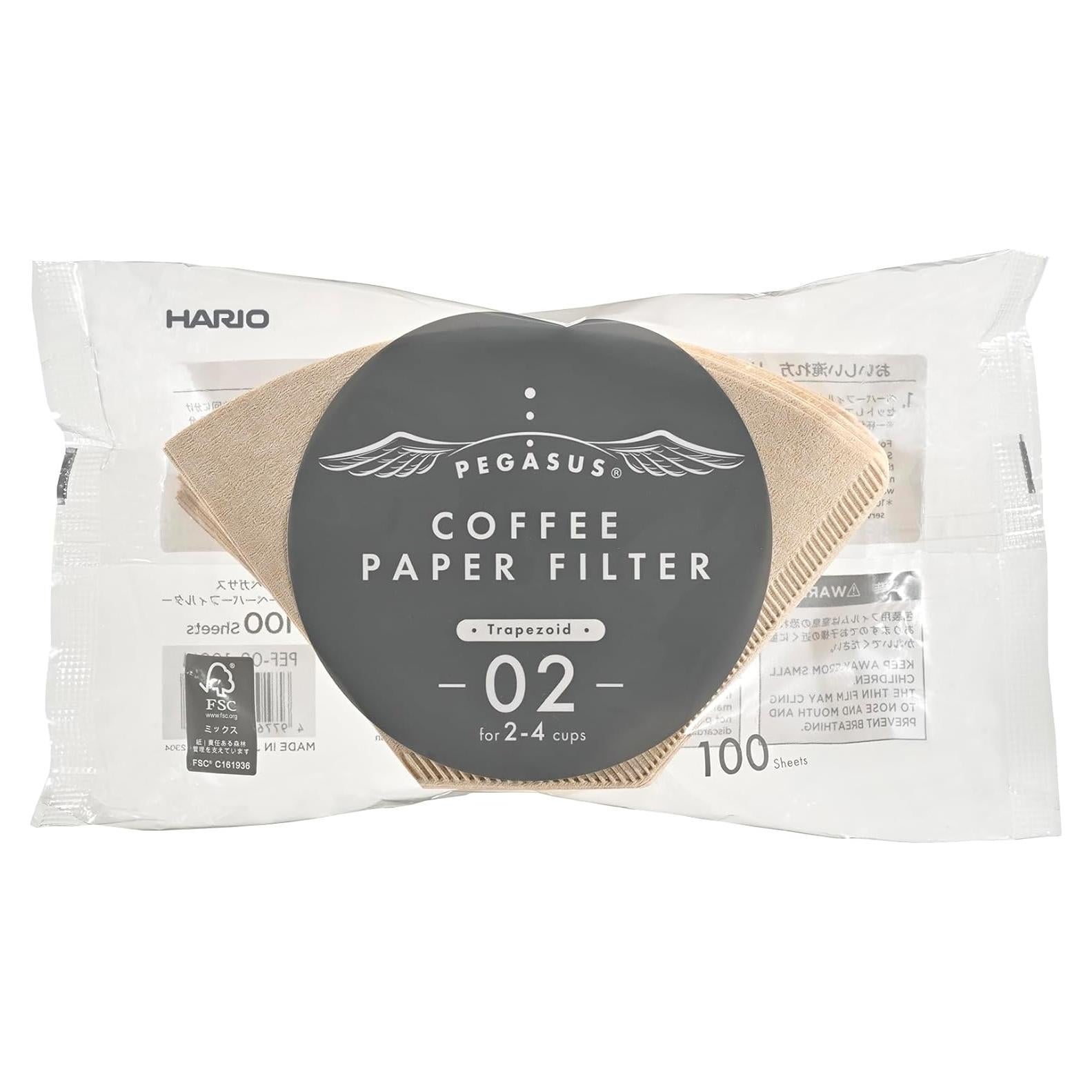 Filtros de Café Hario Pegasus Tamaño 02 Natural 100 Unidades