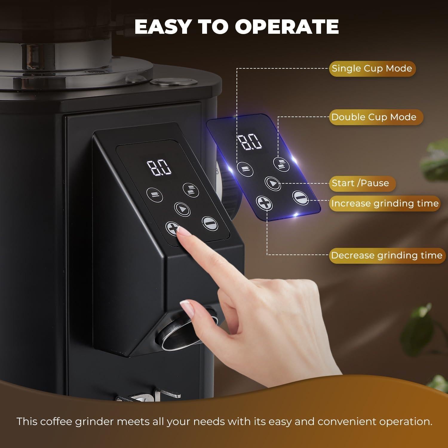 Molino de Café Eléctrico Flyseago 400W con 8 Configuraciones