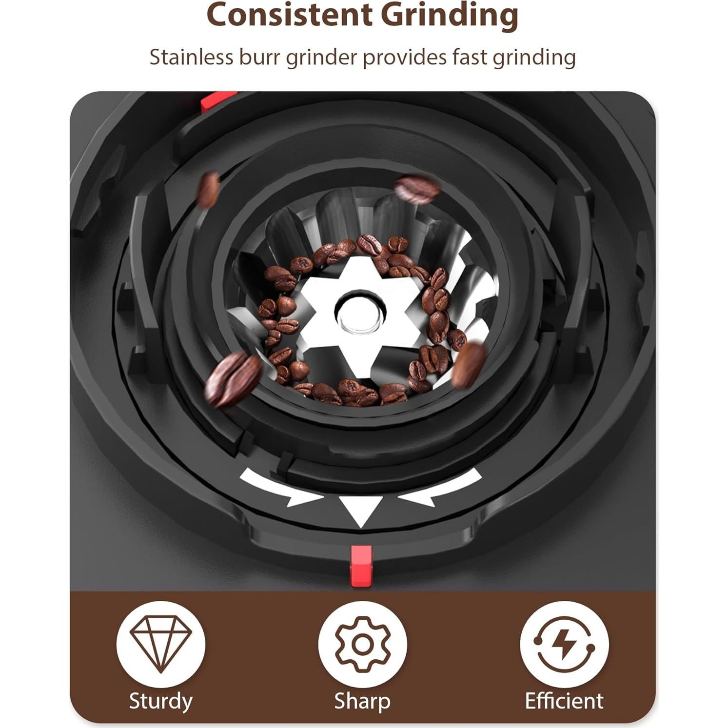 Molinillo de Café Aromaster HB583, 25 Configuraciones, Negro