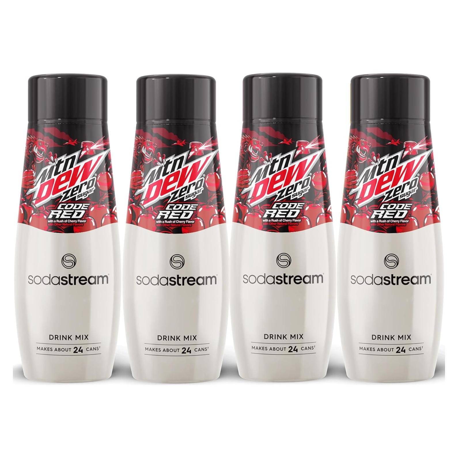 Mezcla SodaStream Mtn Dew Code Red Zero Azúcar 440ml - Paquete de 4