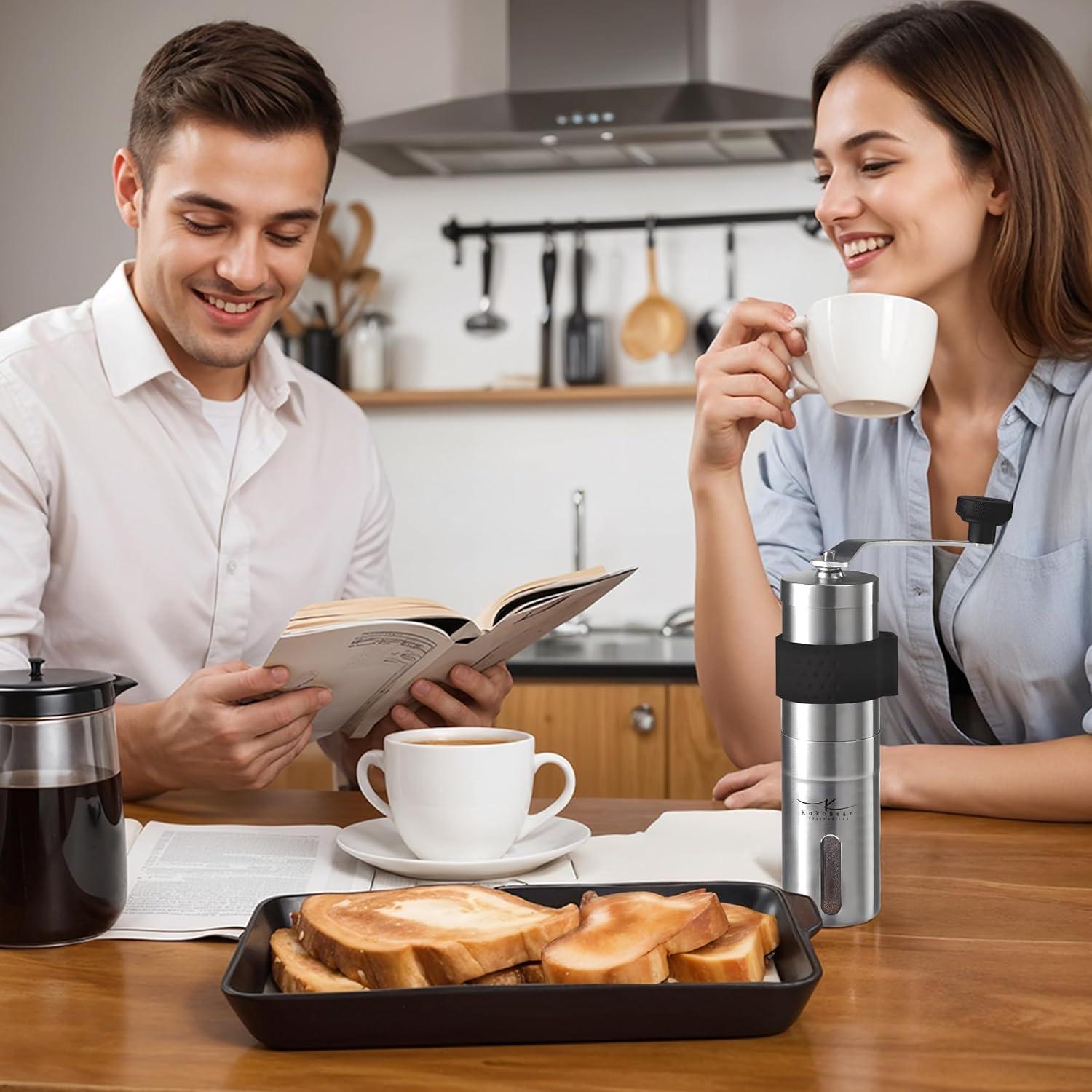 Molino de Café Manual KokoBean - Acero Inoxidable, 18 Ajustes