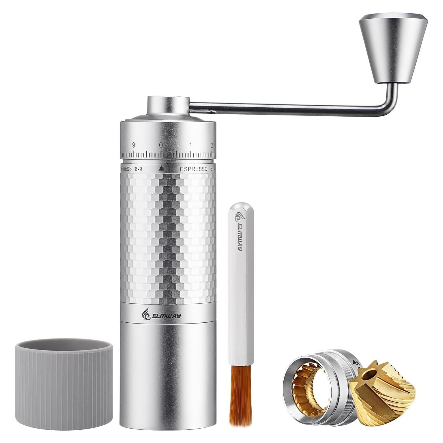 Molino de Café Manual ELMWAY, Acero Inoxidable 440, Portátil
