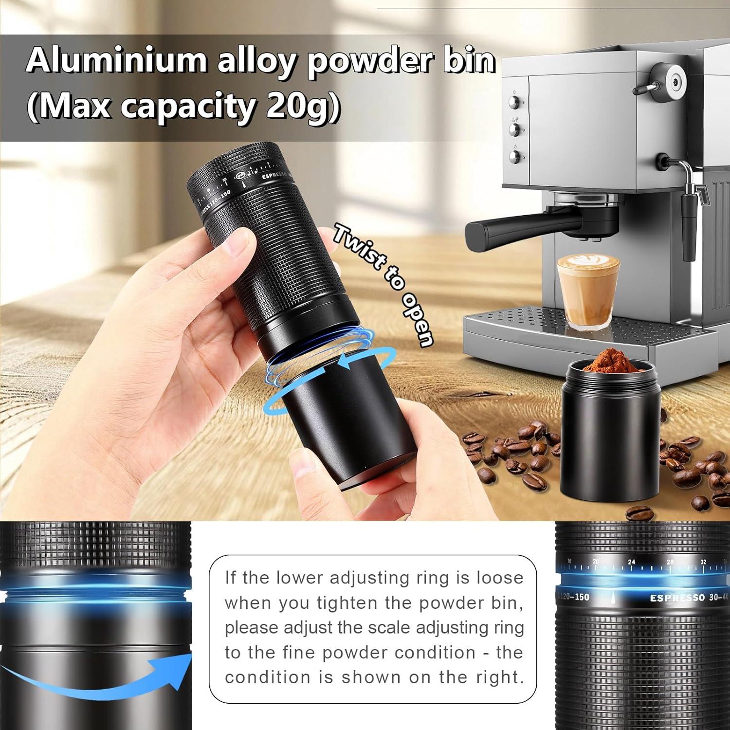 Molino de Café Manual Rollingsurfer C1 - Ajuste Externo, 20g