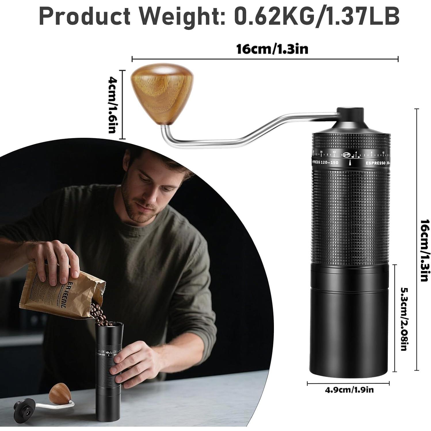 Molino de Café Manual Rollingsurfer C1 - Ajuste Externo, 20g