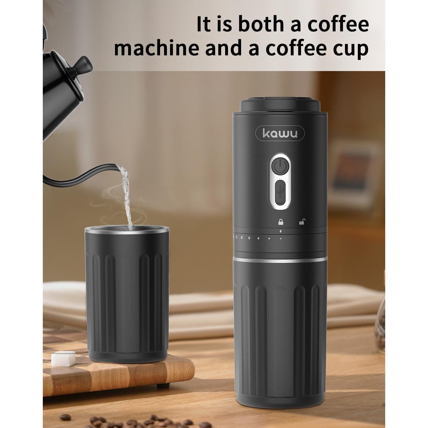 Molinillo de café eléctrico portátil Kawu, recargable USB, 7 niveles