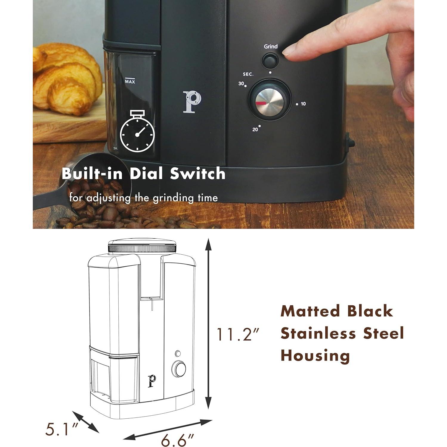 Molino de Café PALICO FCG1317UL 250g Acero Inoxidable Negro Mate