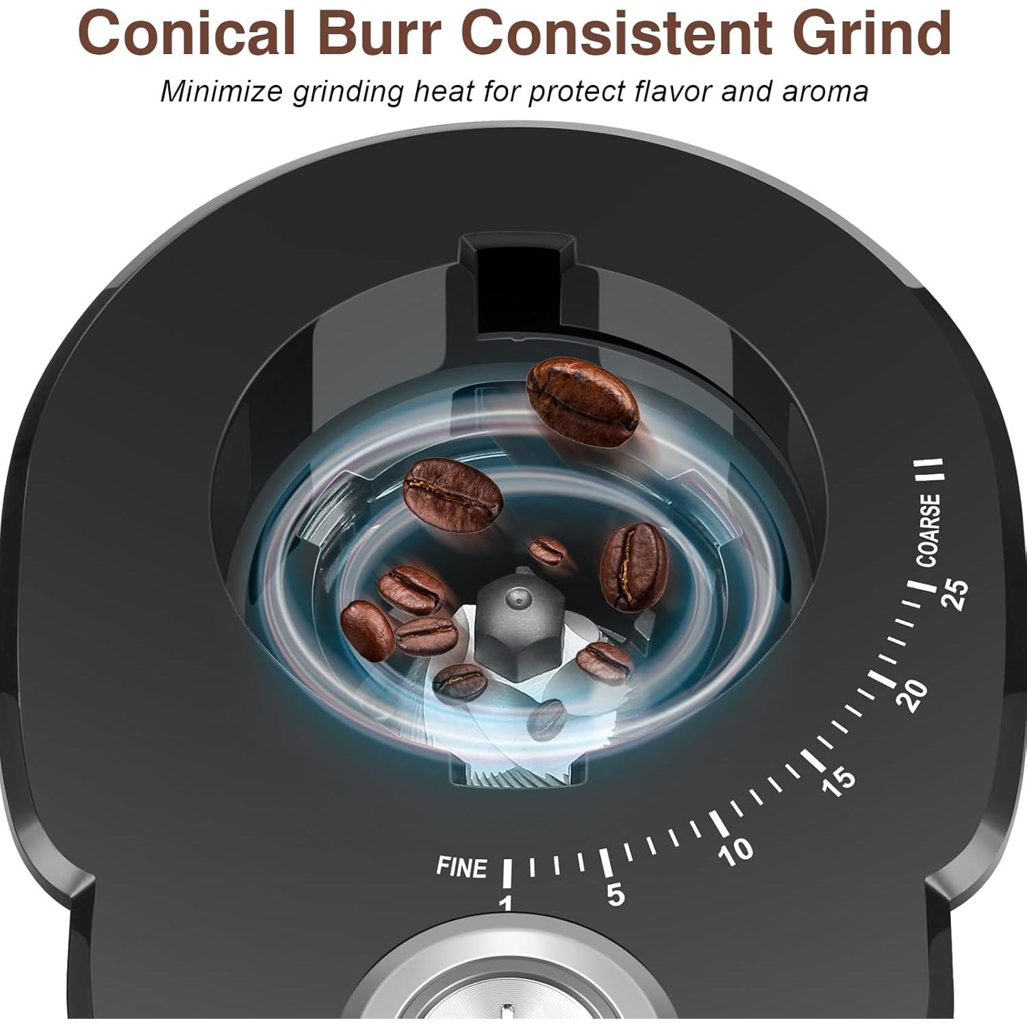 Molino de Café Secura Eléctrico con Muela Cónica 25 Ajustes