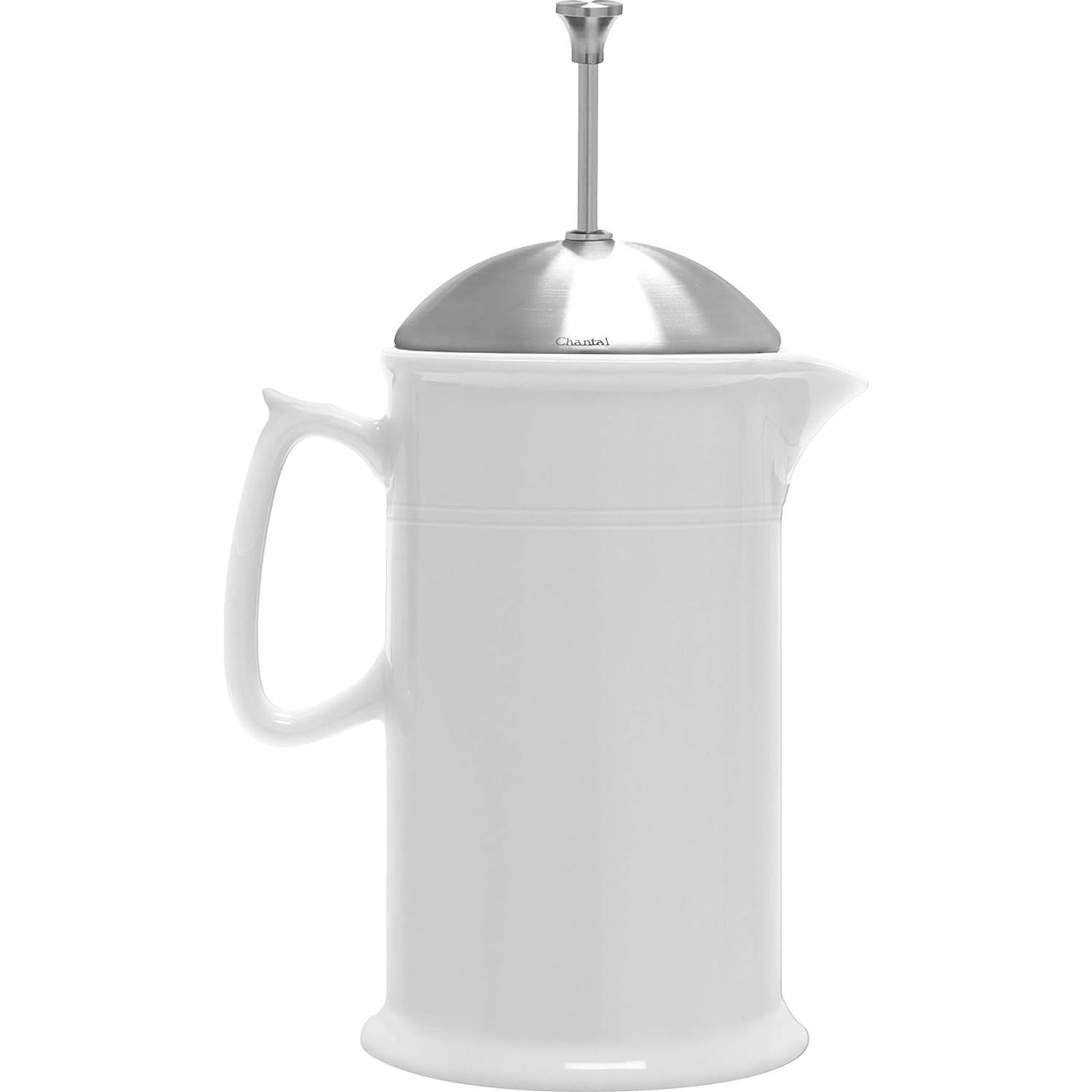 Prensa Francesa de Cerámica Chantal 28 oz Blanca con Émbolo