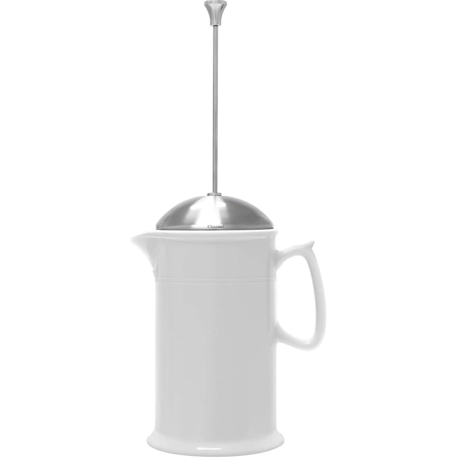 Prensa Francesa de Cerámica Chantal 28 oz Blanca con Émbolo