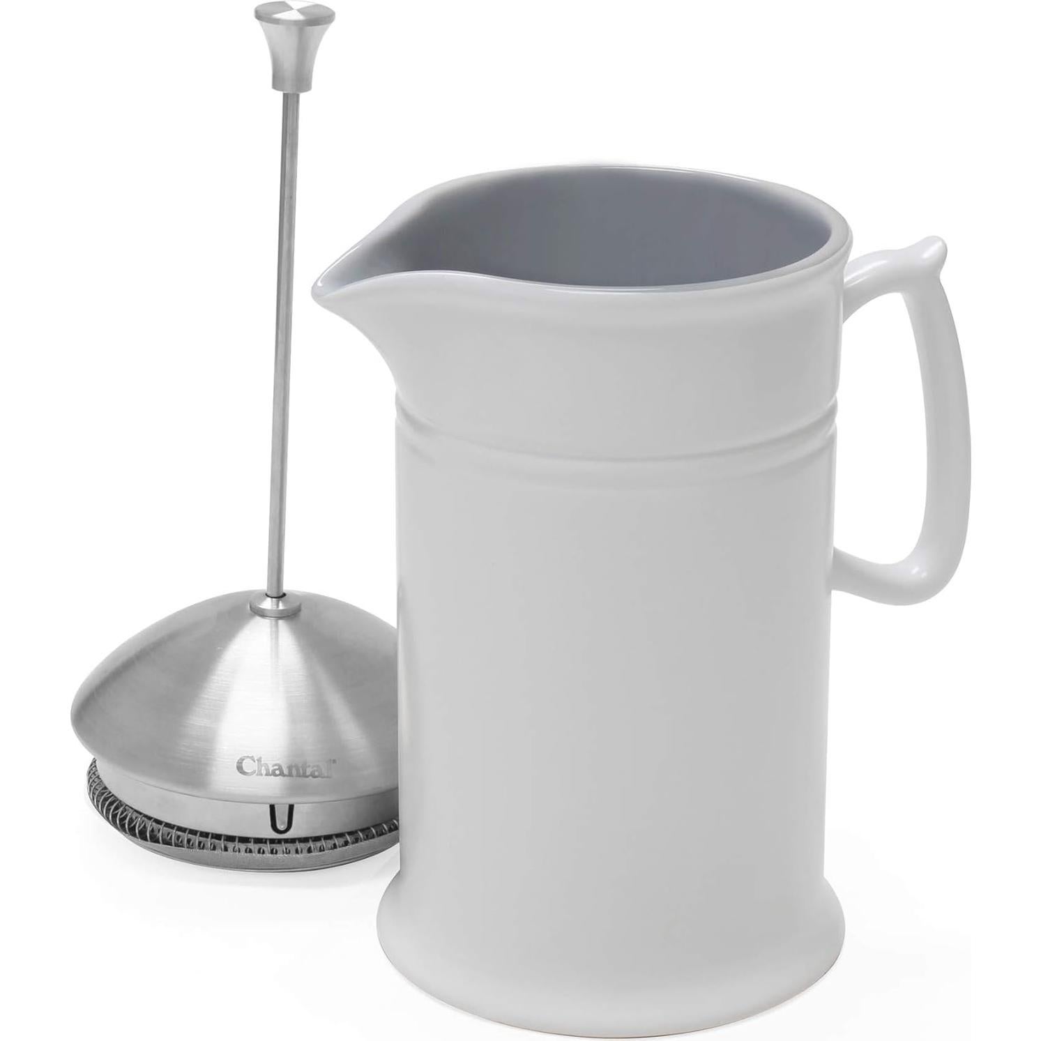 Prensa Francesa de Cerámica Chantal 28 oz Blanca con Émbolo