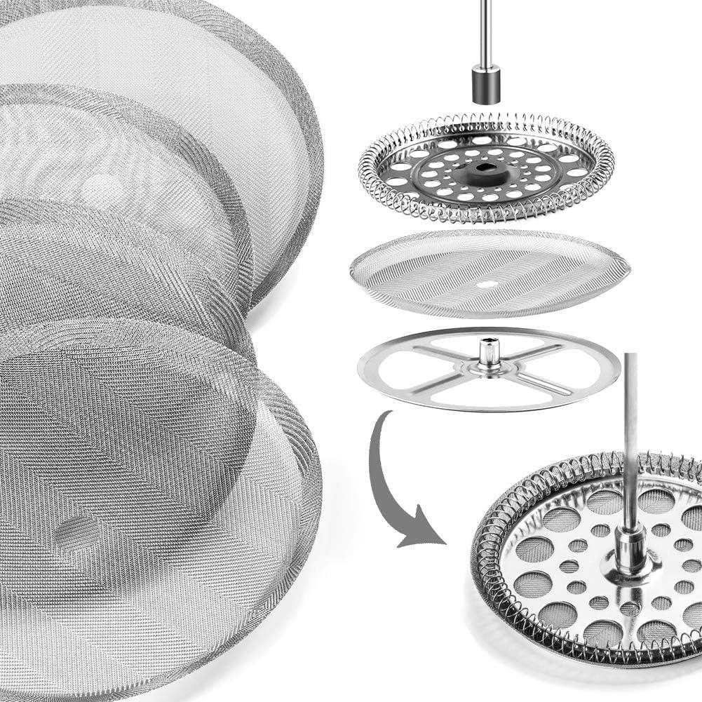 Filtros de Repuesto para Prensa Francesa ACKLLR - 4 Unidades de Acero Inoxidable 10 cm
