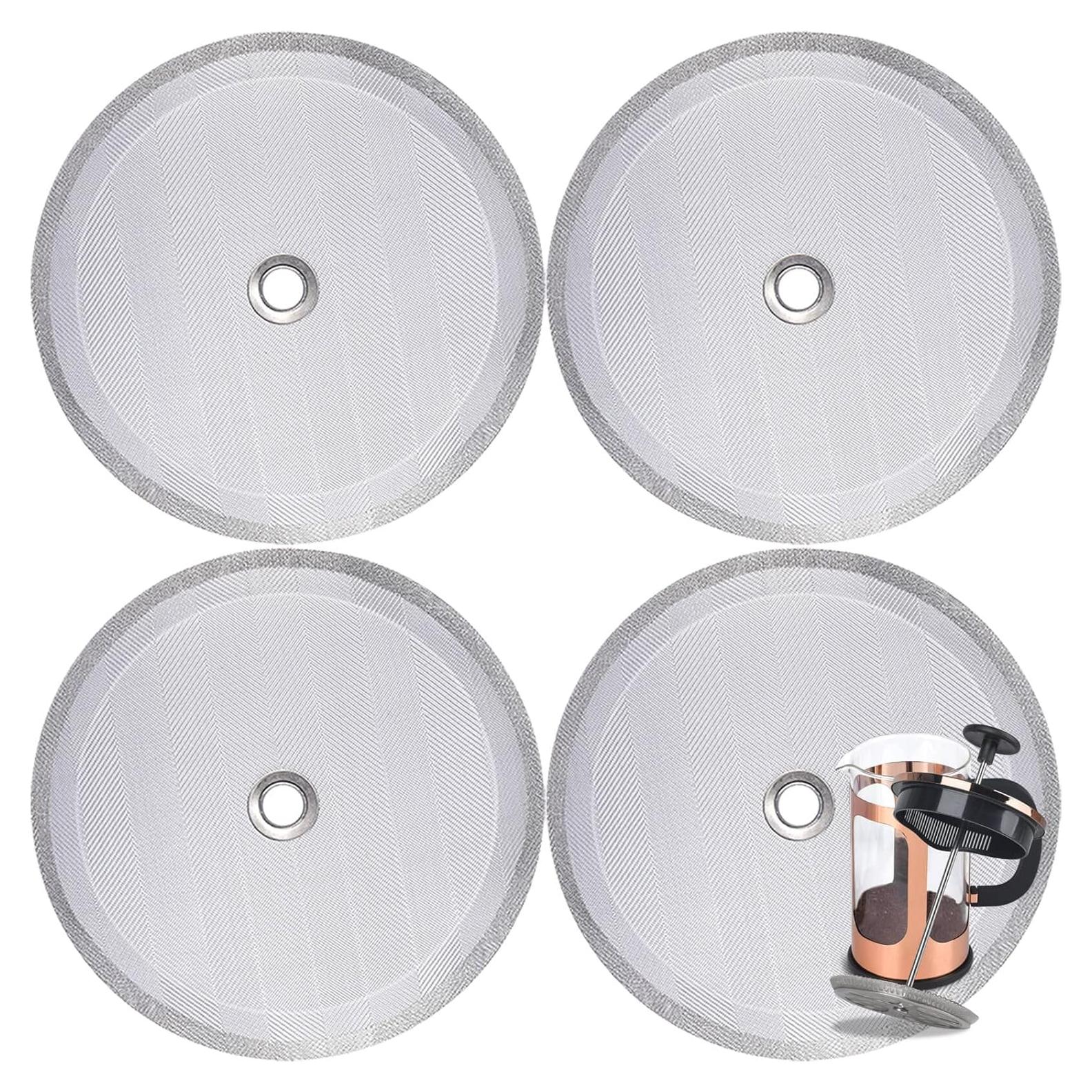 4 Filtros de Acero Inoxidable Attsky para Prensa Francesa 10.16 cm