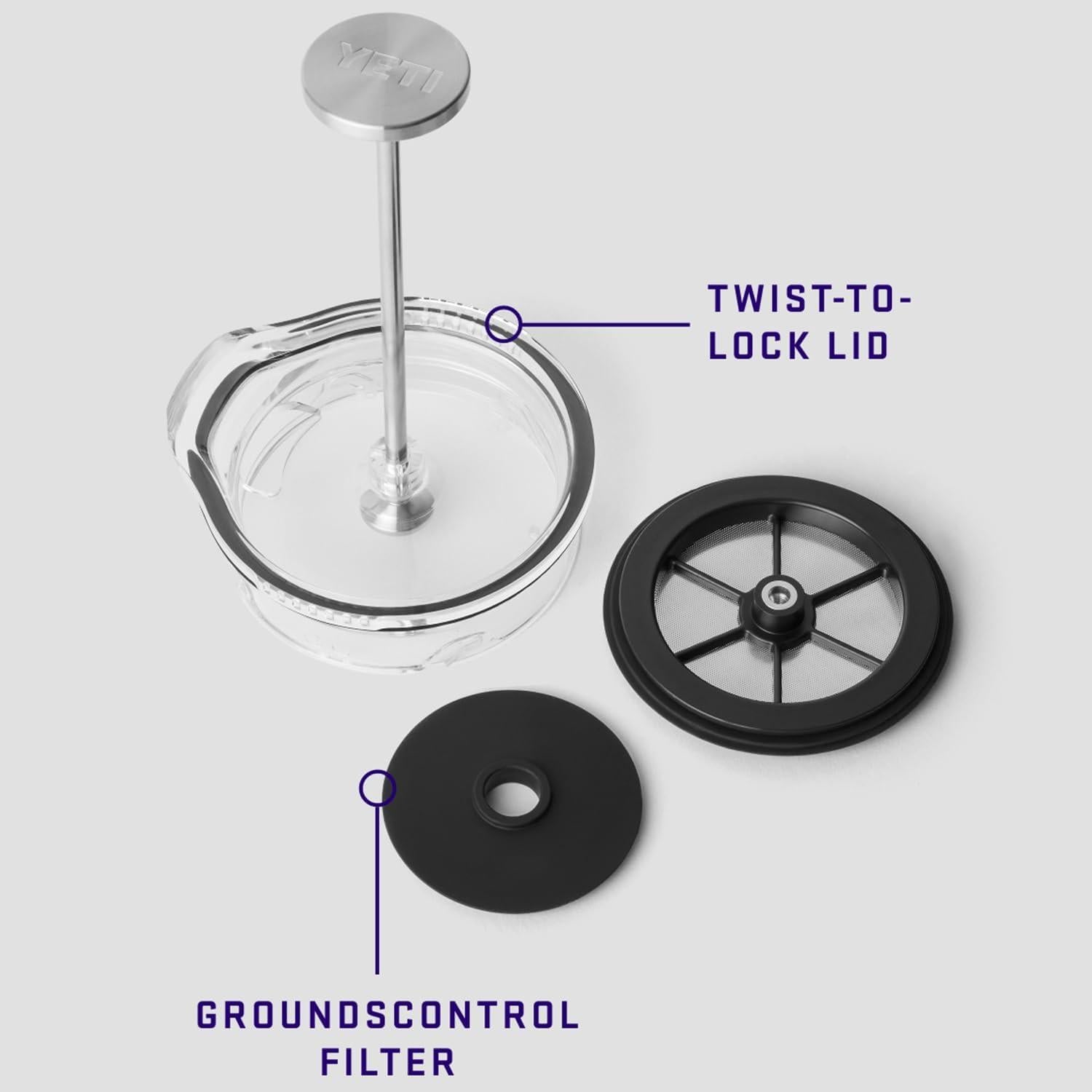 Tapa de Prensa Francesa YETI Twist-To-Lock con Filtro 1.89 L