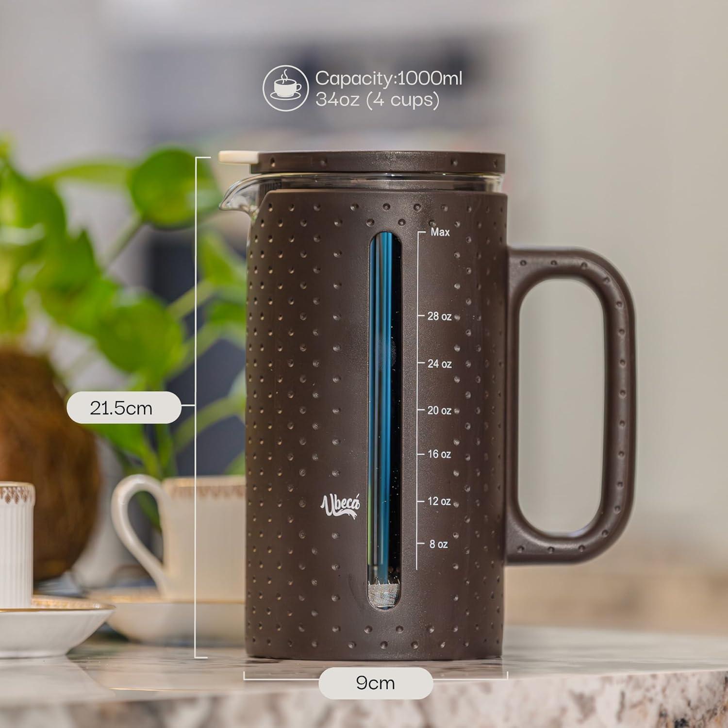 Prensa Francesa Ubeca 1000ml Vidrio Borosilicato Café Té