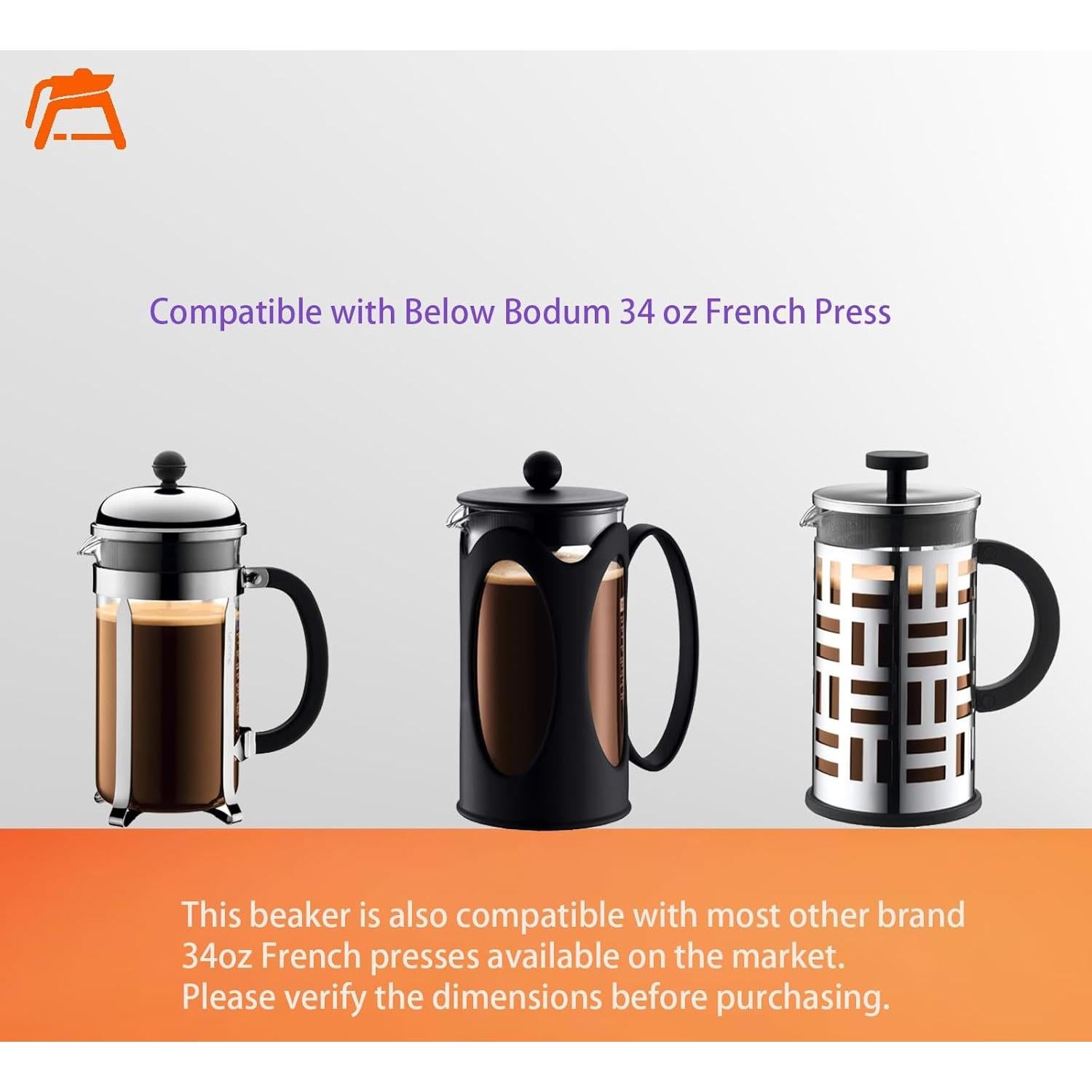 Jarra de Vidrio Borosilicato 1000ml ALLCUP para Prensa Francesa