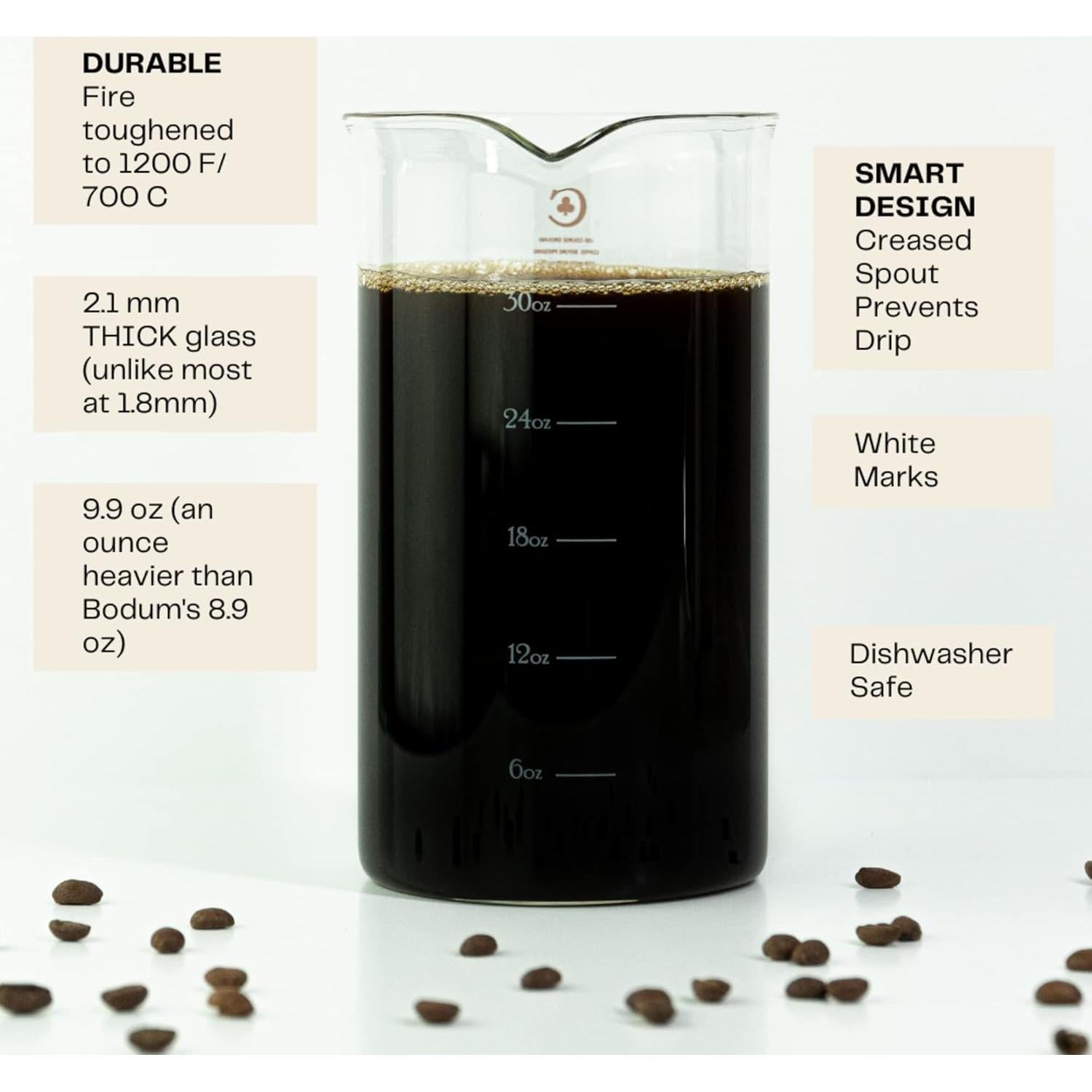 Cristal de Repuesto para Prensa Francesa Cafe Crush Club 1L