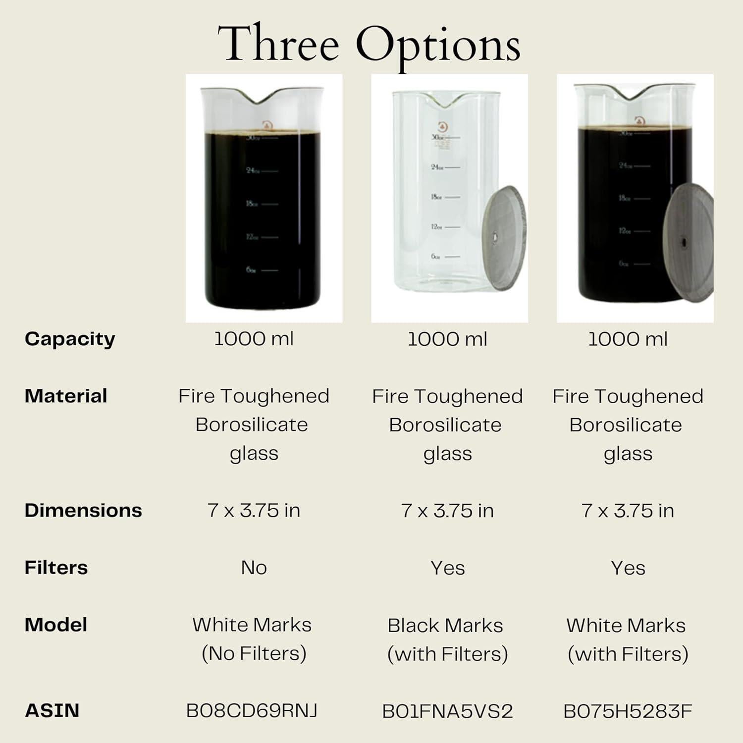 Cristal de Repuesto para Prensa Francesa Cafe Crush Club 1L