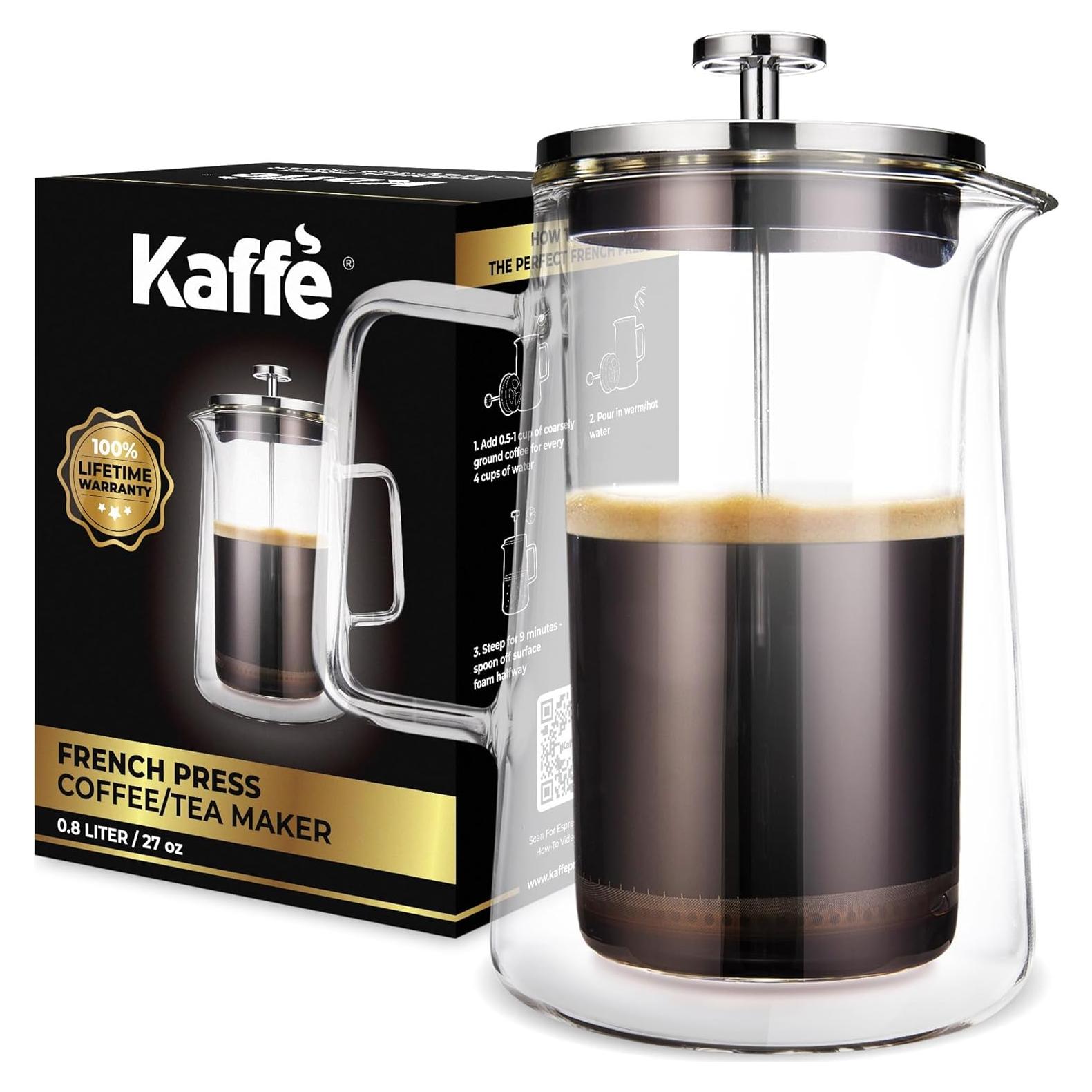 Cafetera Prensa Francesa Kaffe 800ml Doble Pared Vidrio
