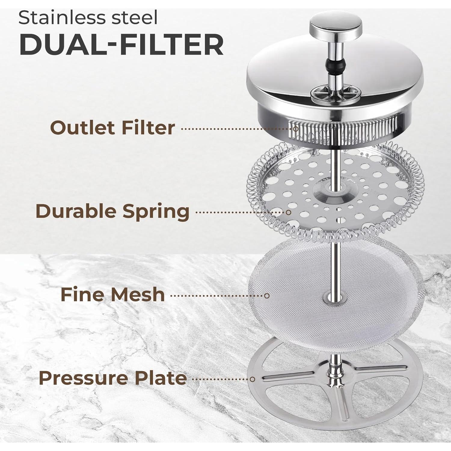 Cafetera Prensa Francesa Kaffe 800ml Doble Pared Vidrio