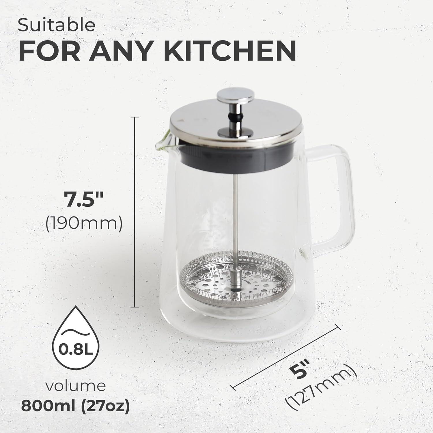 Cafetera Prensa Francesa Kaffe 800ml Doble Pared Vidrio