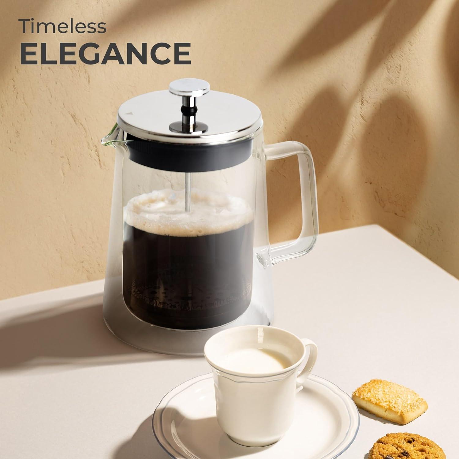 Cafetera Prensa Francesa Kaffe 800ml Doble Pared Vidrio