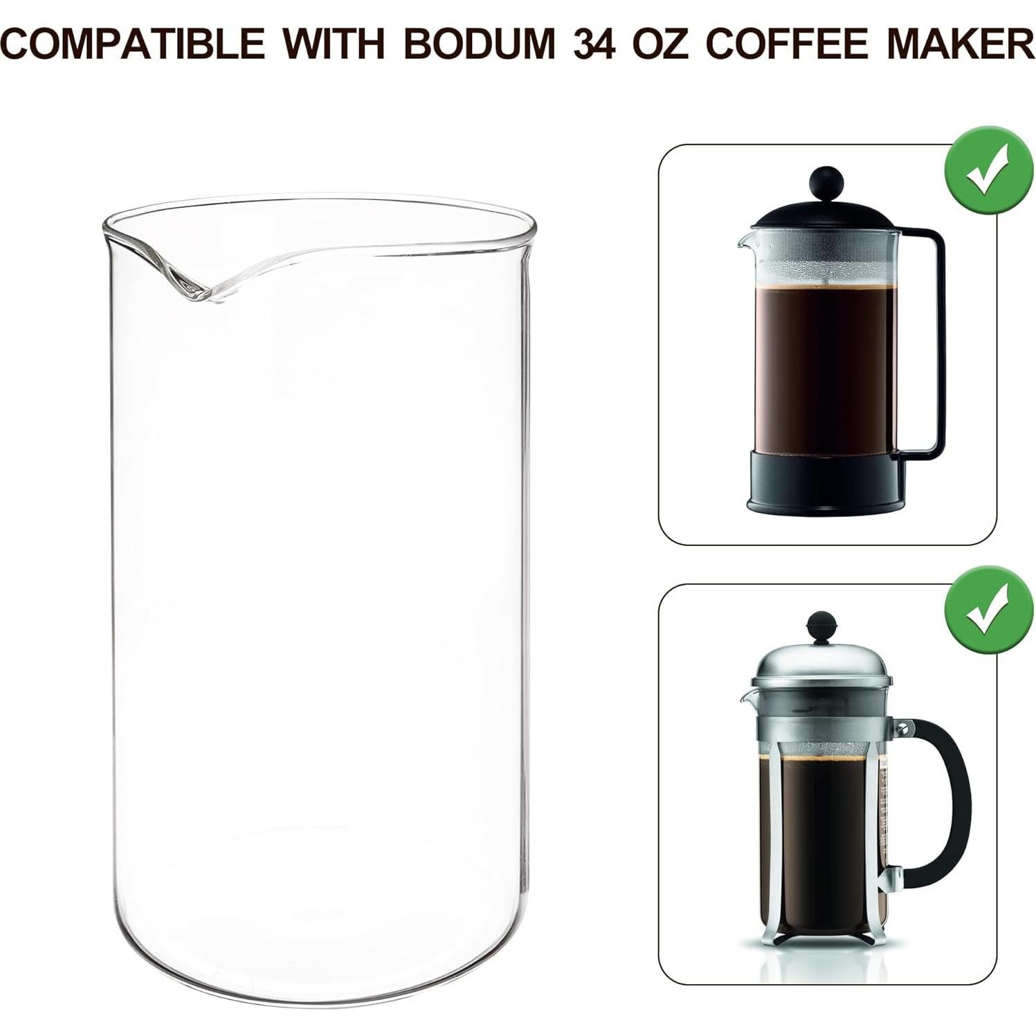 Reemplazo de Vidrio para Prensa Francesa TEITEAI 1L Apto Lavavajillas