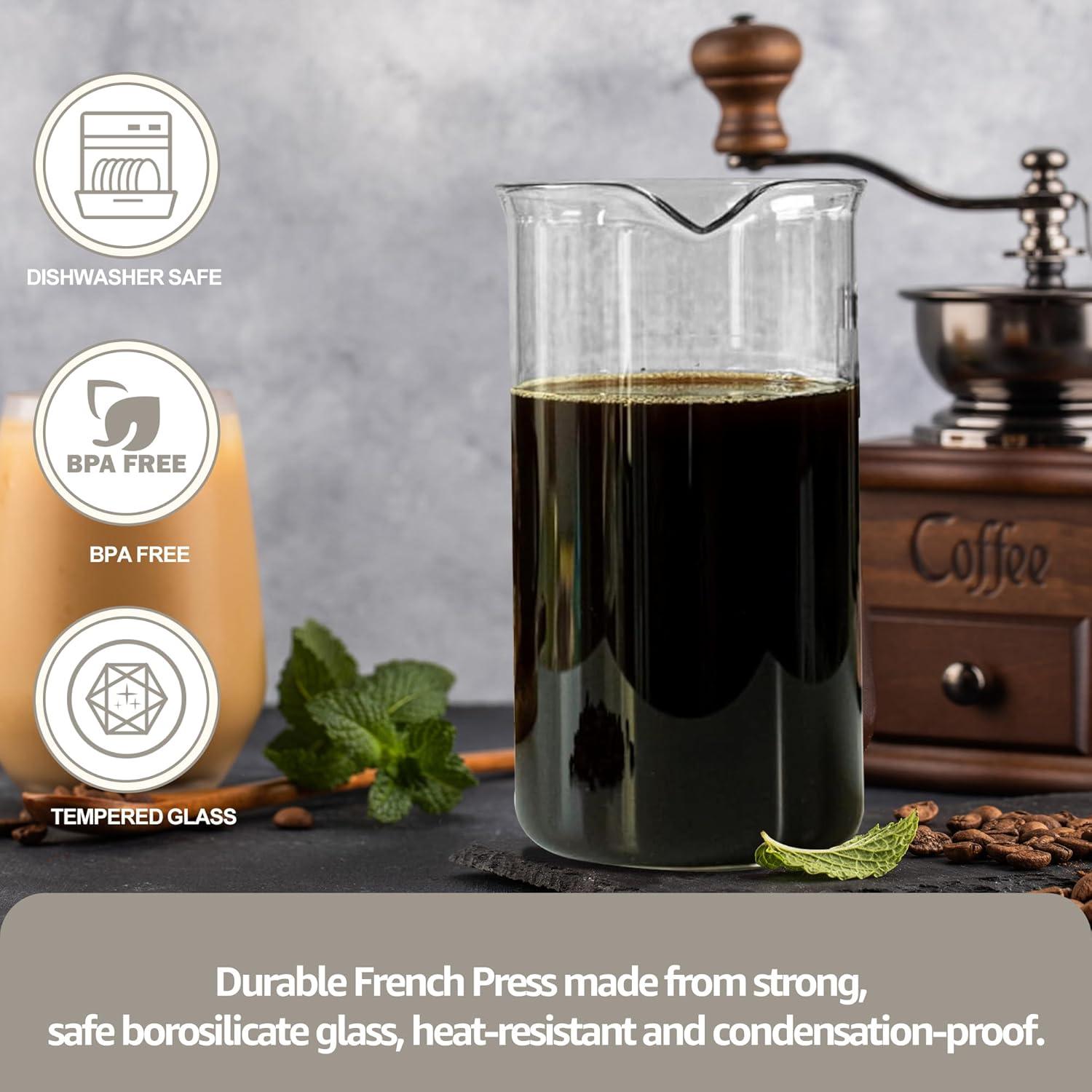 Reemplazo de Vidrio para Prensa Francesa TEITEAI 1L Apto Lavavajillas