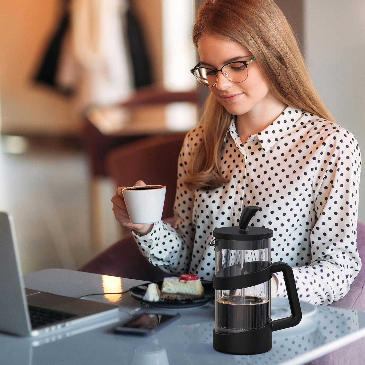 Cafetera de Émbolo RAINBEAN 350 ml Portátil Negra