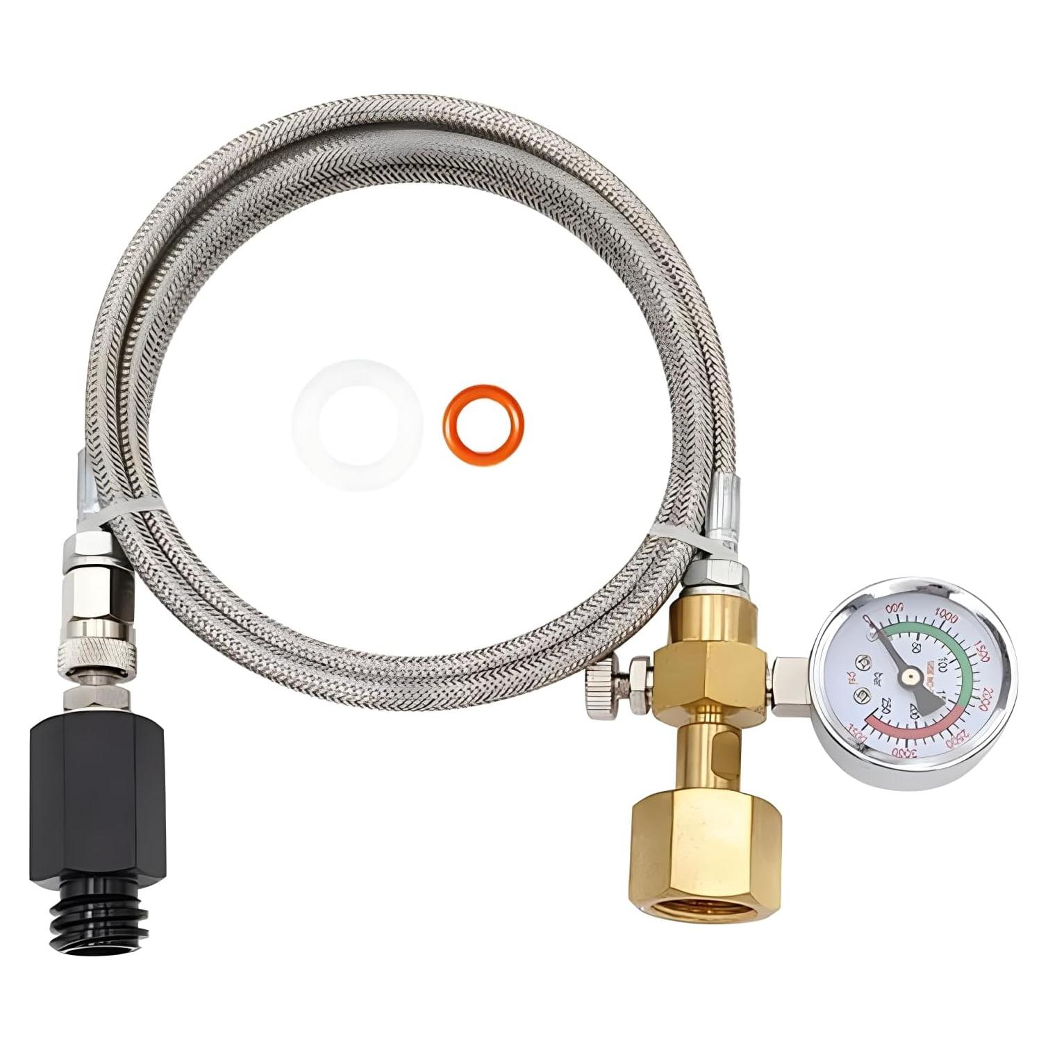 Adaptador de manguera Co2 VaVoger con manómetro 152.4 cm