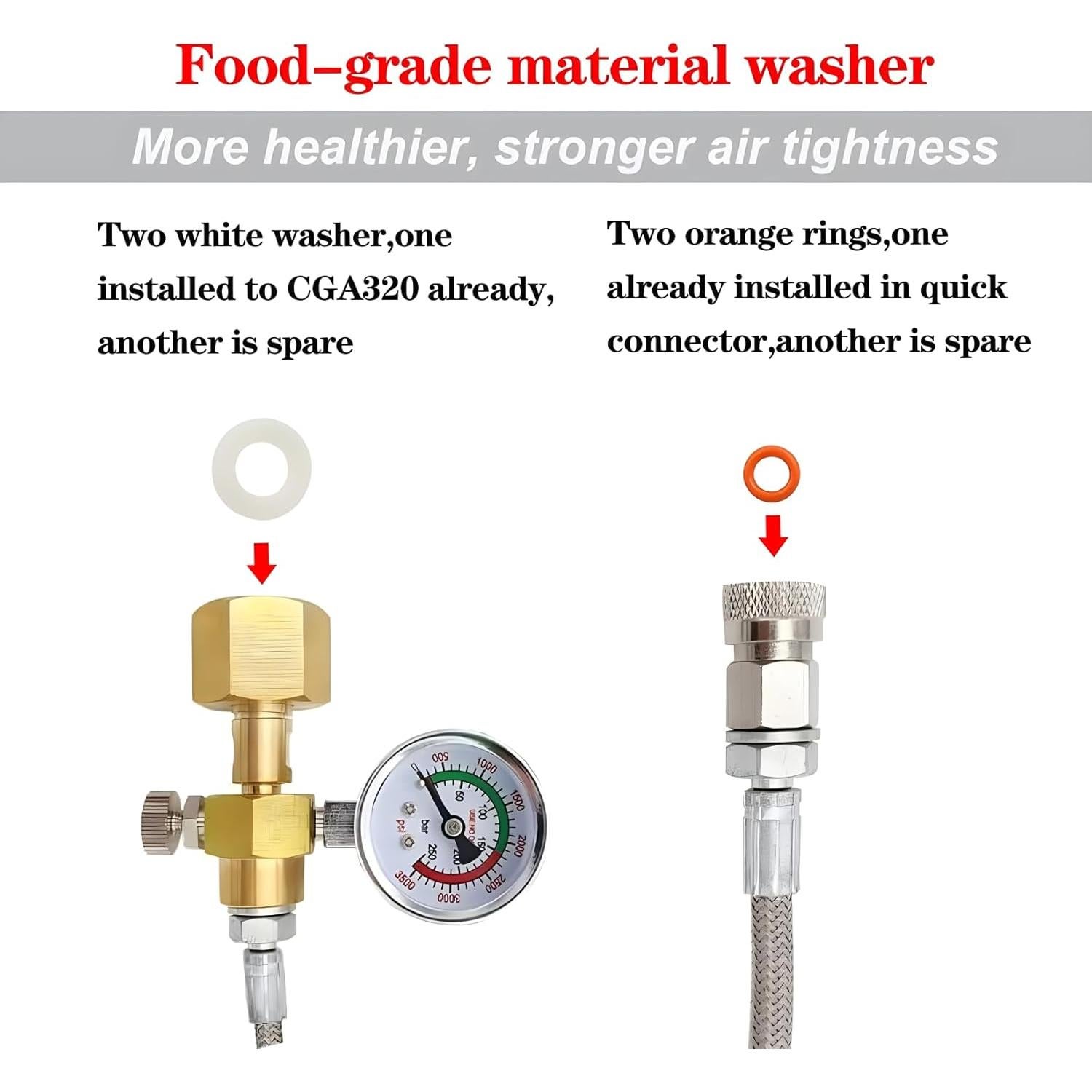 Adaptador de manguera Co2 VaVoger con manómetro 152.4 cm