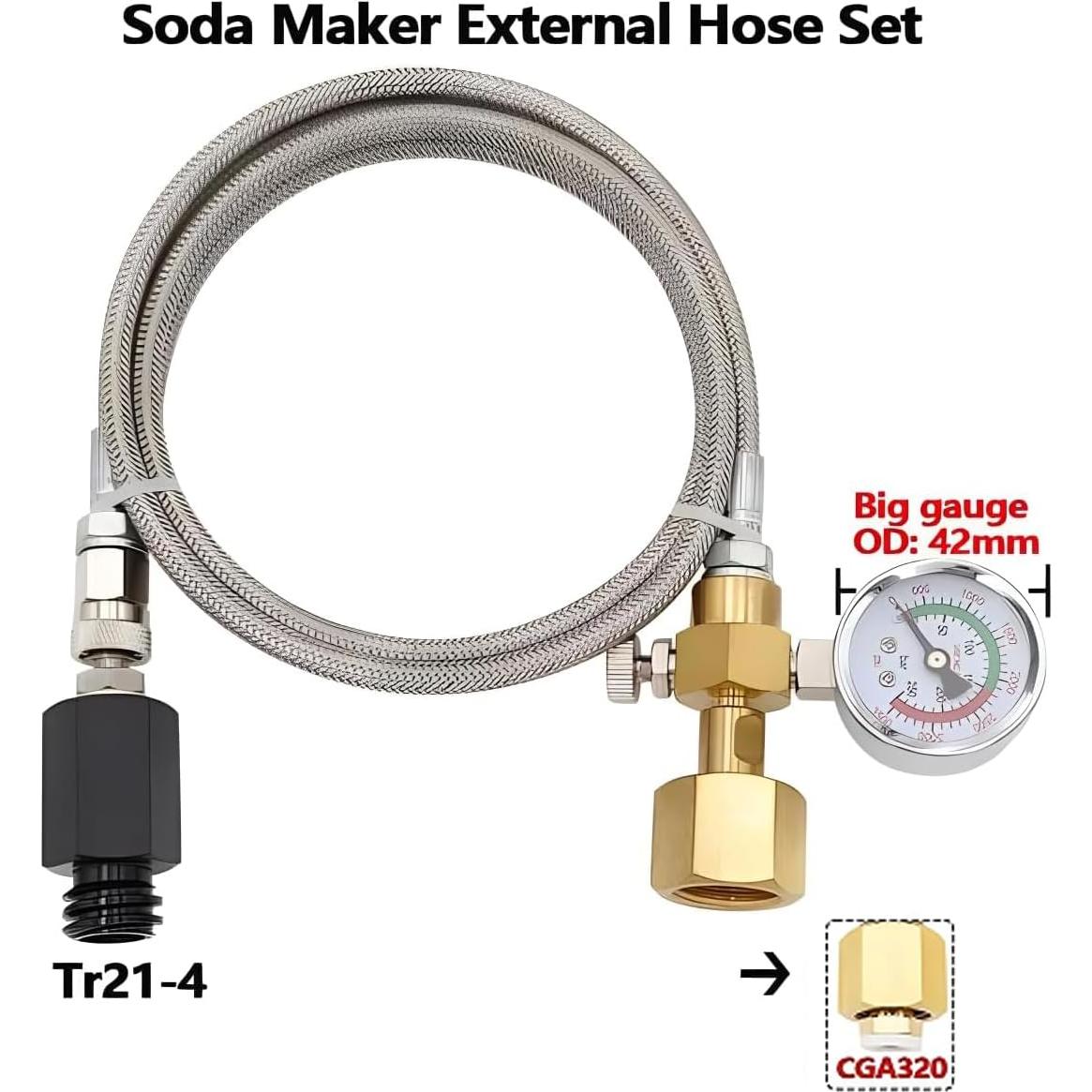 Adaptador de manguera Co2 VaVoger con manómetro 152.4 cm