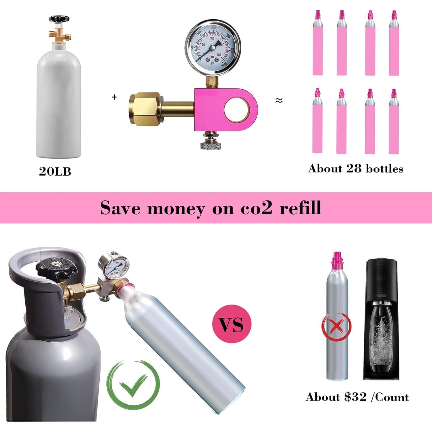 Adaptador de recarga CO2 KUMAS CGA320 con manómetro