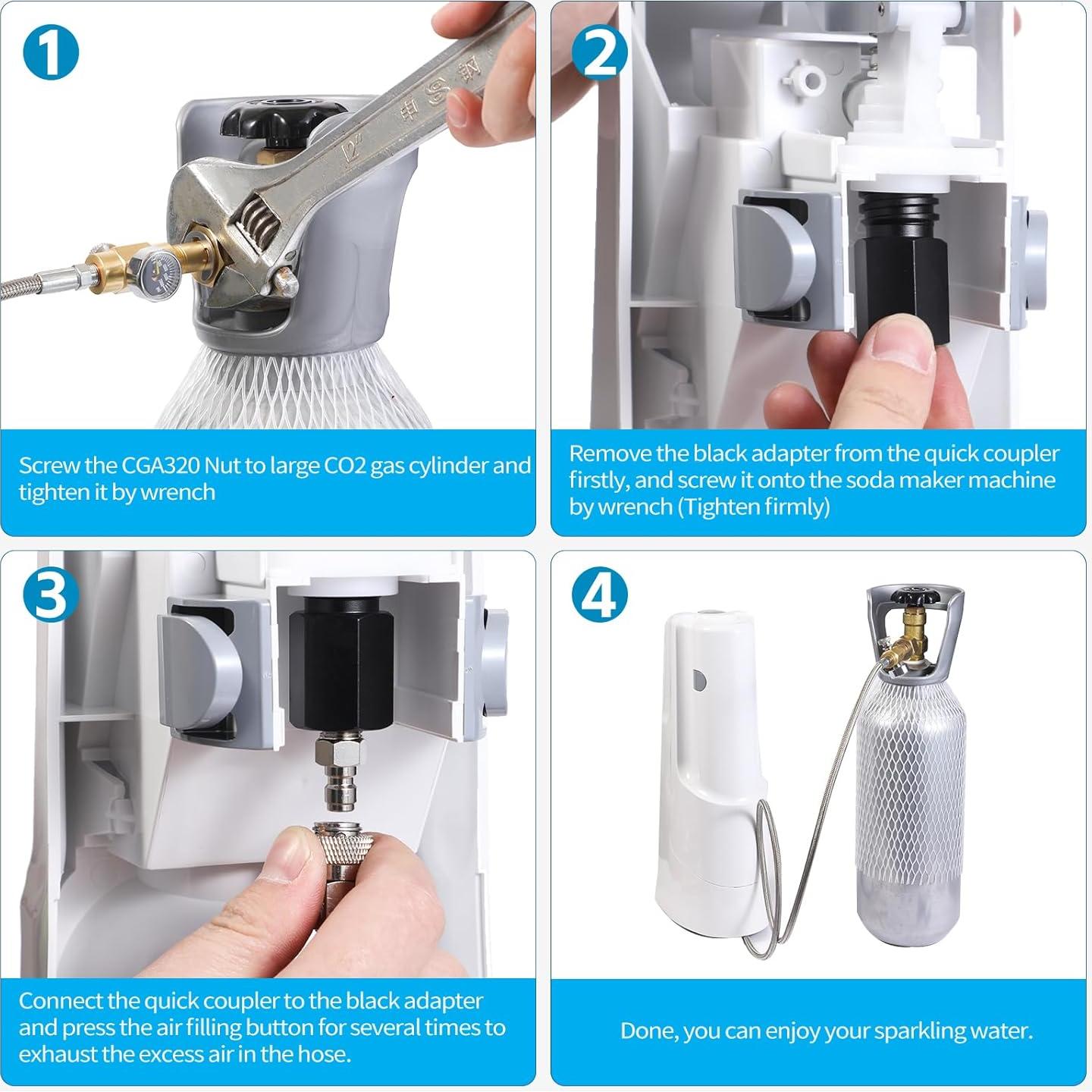 Adaptador CO2 GURUDAR con Manómetro y Manguera 152cm