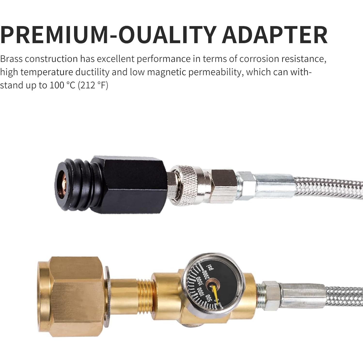 Adaptador CO2 GURUDAR con Manómetro y Manguera 152cm