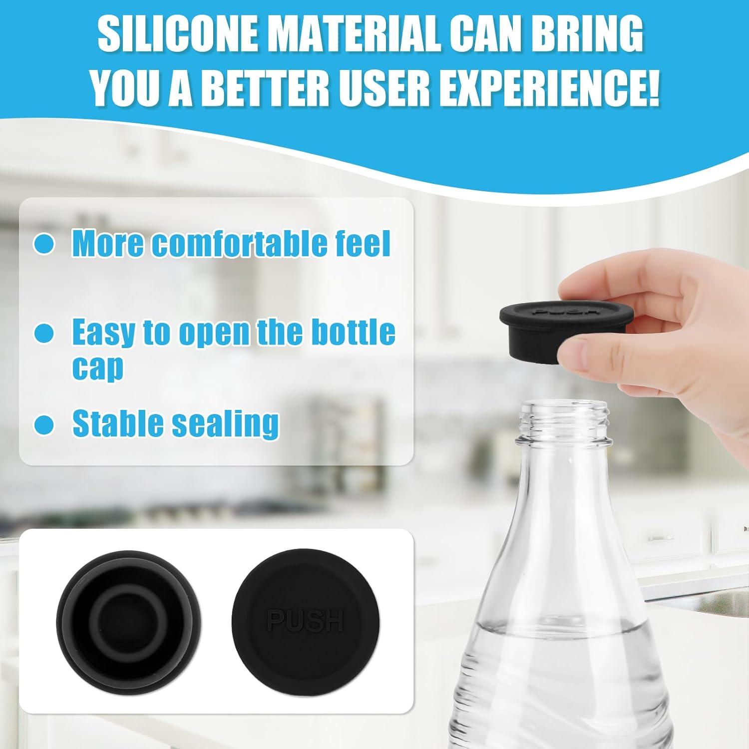 4 Tapas de Botellas de Silicona Reutilizables Gosknor - Negro