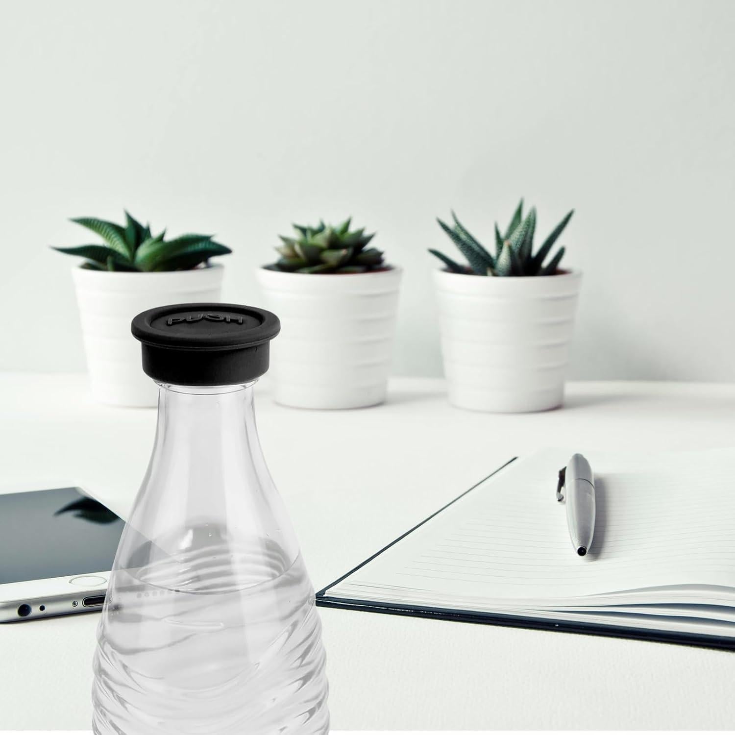 4 Tapas de Botellas de Silicona Reutilizables Gosknor - Negro