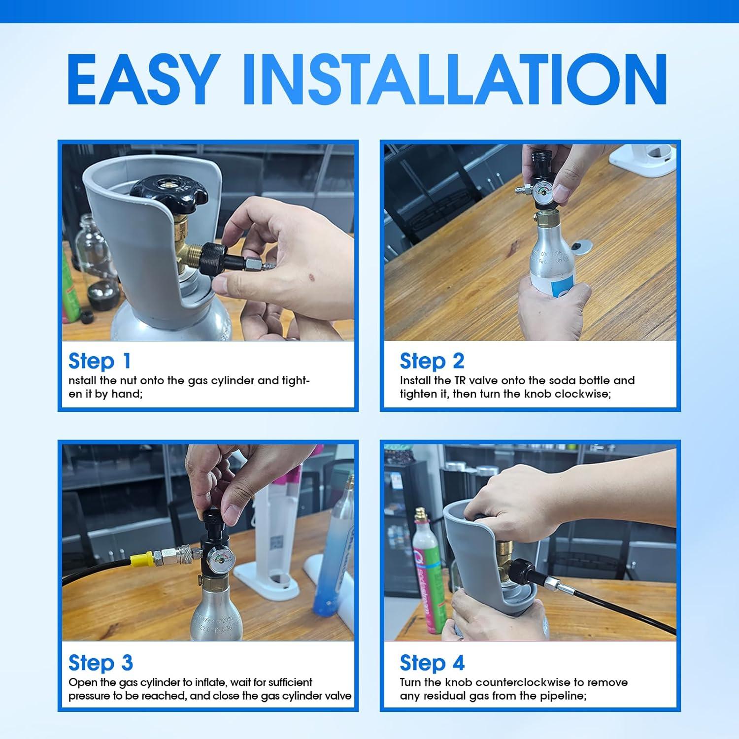 Adaptador de Recarga de CO2 ZRDR con Manómetro y Manguera 127 cm