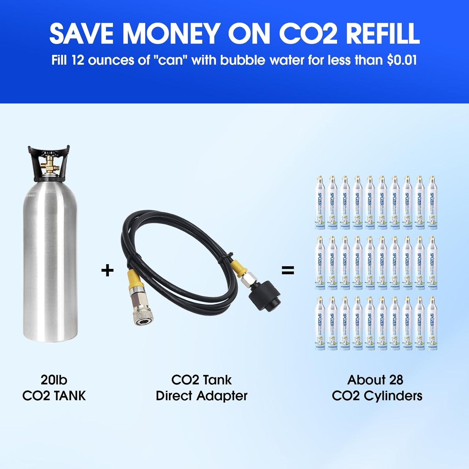 Adaptador de Recarga de CO2 ZRDR con Manómetro y Manguera 127 cm