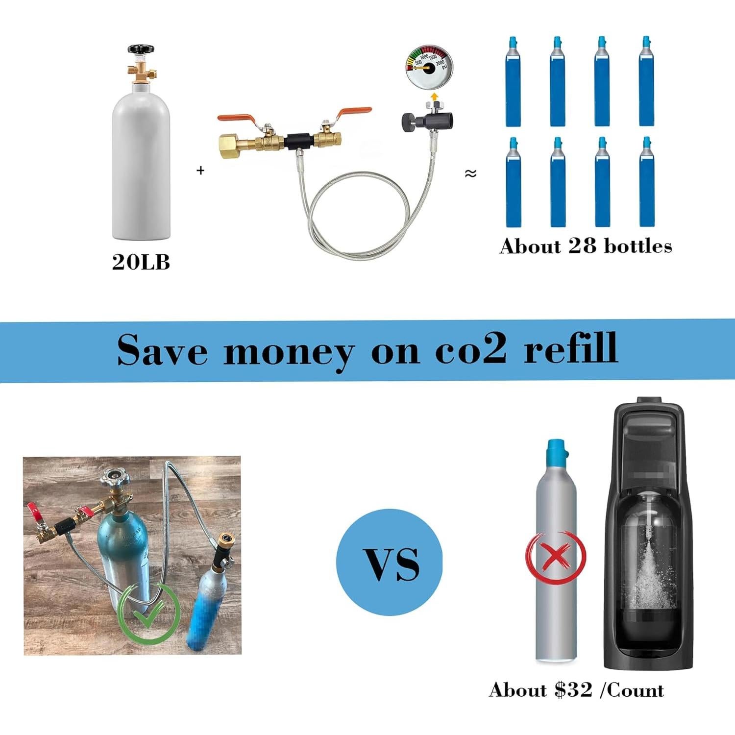 Adaptador de Manguera para Recarga de CO2 KUMAS CGA320 91.44 cm