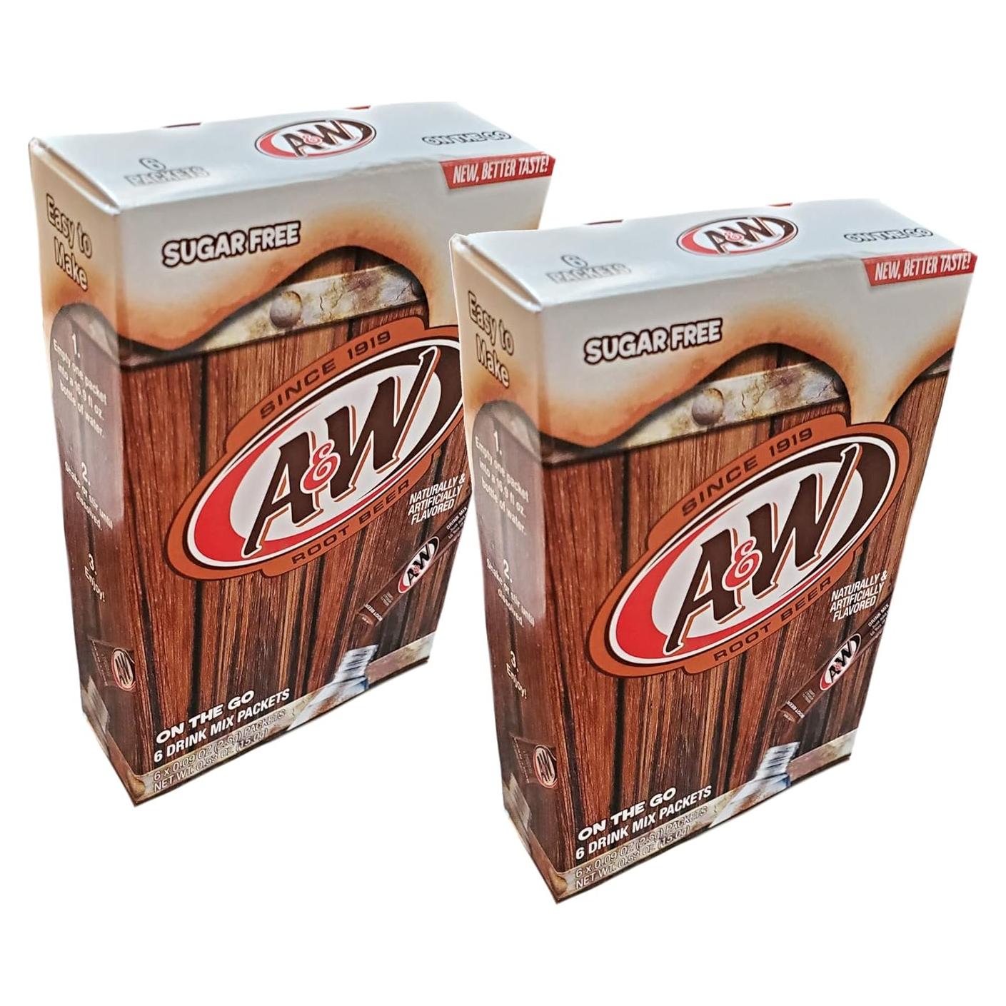 A&W Root Beer Sin Cafeína y Sin Azúcar 2 Paquetes 12 Latas
