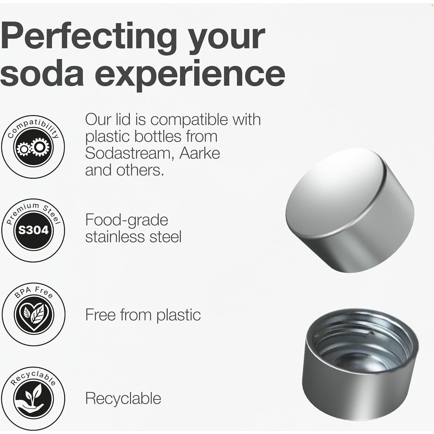 Tapa de Botella de Acero Inoxidable Nordiqo - Paquete de 2