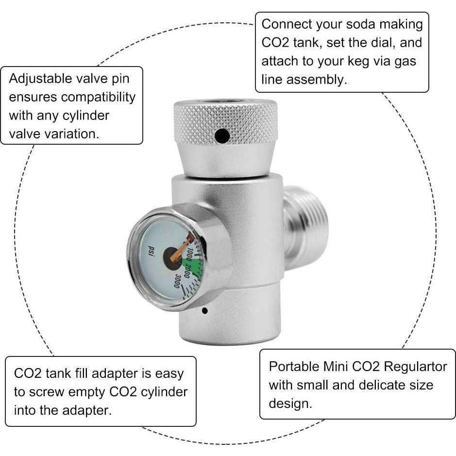 Regulador de CO2 Simlug con Medidor para Tanques de SodaStream
