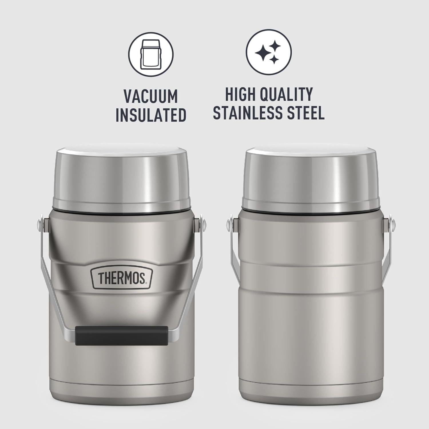 Tarro de Comida Aislado Thermos 1.4L Acero Inoxidable con 2 Contenedores