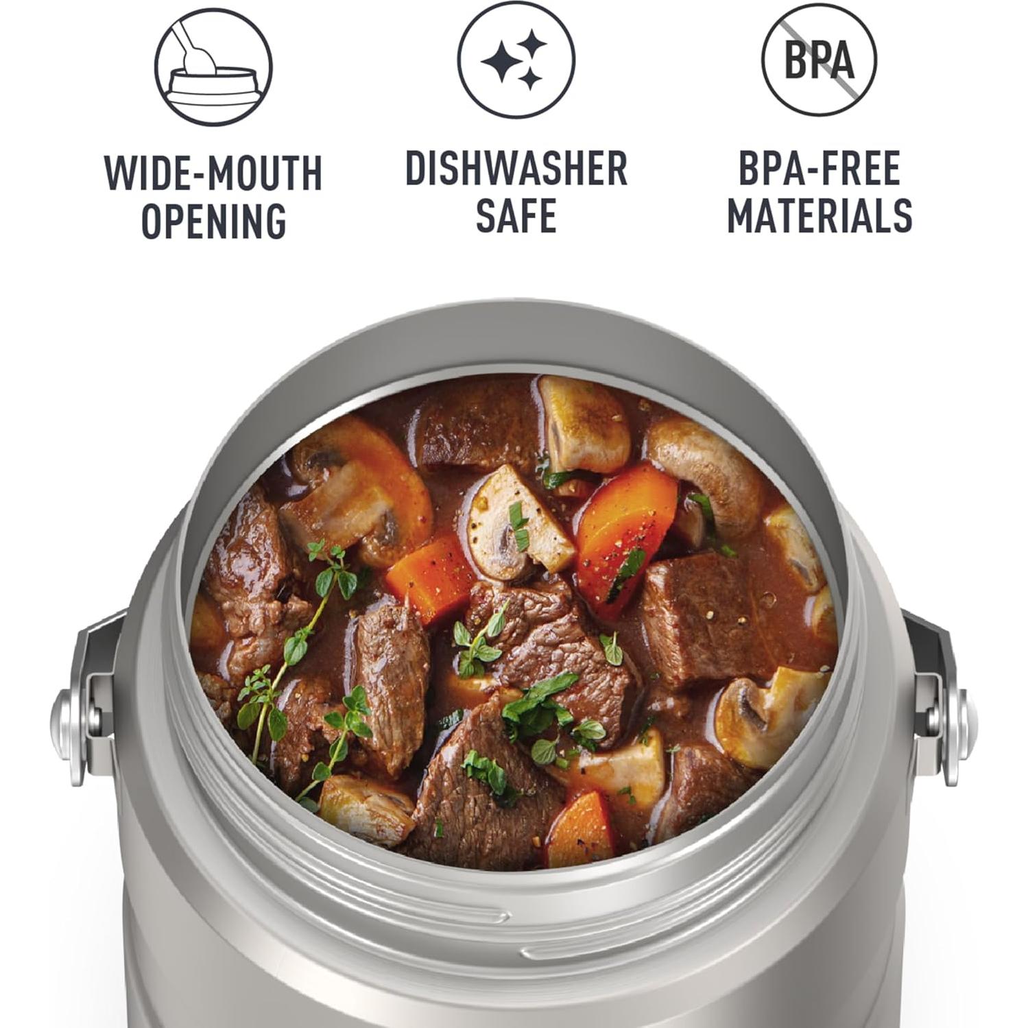 Tarro de Comida Aislado Thermos 1.4L Acero Inoxidable con 2 Contenedores